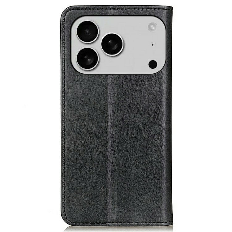 For iPhone 17 Pro Case Split Leather Flip Wallet Phone Cover - Black