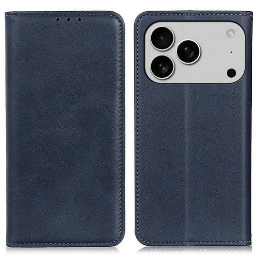 For iPhone 17 Pro Case Split Leather Flip Wallet Phone Cover - Blue