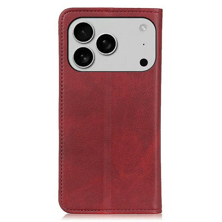 For iPhone 17 Pro Case Split Leather Flip Wallet Phone Cover - Red