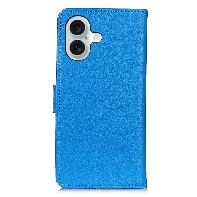 For iPhone 17 Wallet Case PU Leather Phone Cover Litchi Texture - Blue