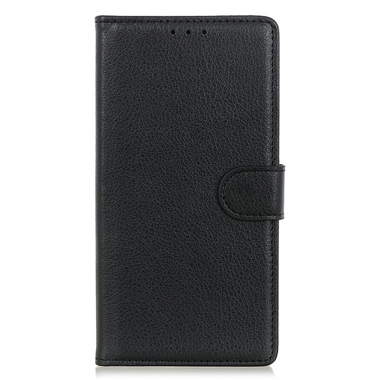 For iPhone 17 Wallet Case PU Leather Phone Cover Litchi Texture - Black