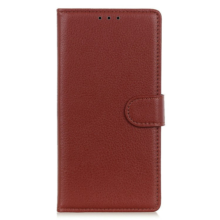 For iPhone 17 Wallet Case PU Leather Phone Cover Litchi Texture - Brown