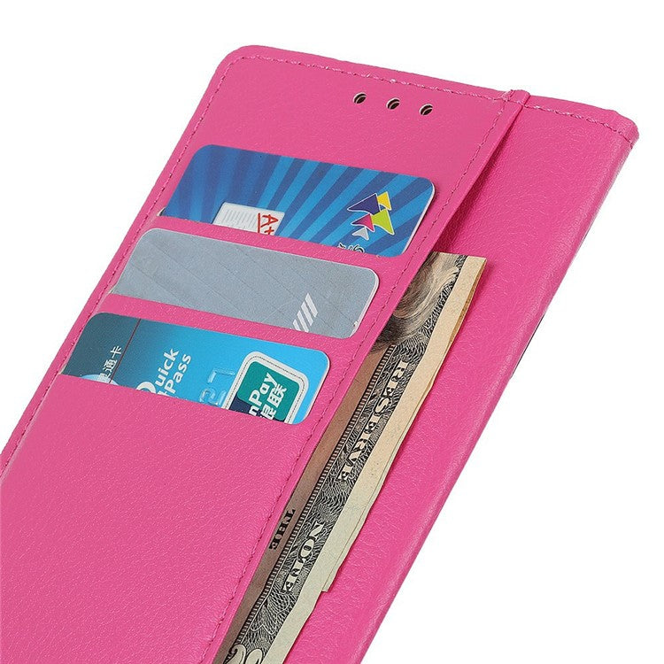 For iPhone 17 Wallet Case PU Leather Phone Cover Litchi Texture - Rose