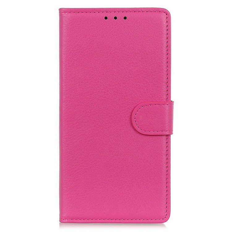 For iPhone 17 Wallet Case PU Leather Phone Cover Litchi Texture - Rose