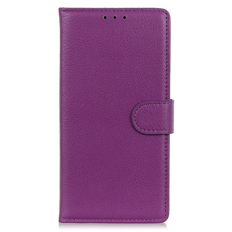 For iPhone 17 Wallet Case PU Leather Phone Cover Litchi Texture - Purple
