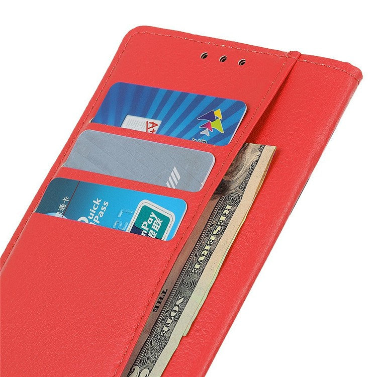 For iPhone 17 Wallet Case PU Leather Phone Cover Litchi Texture - Red