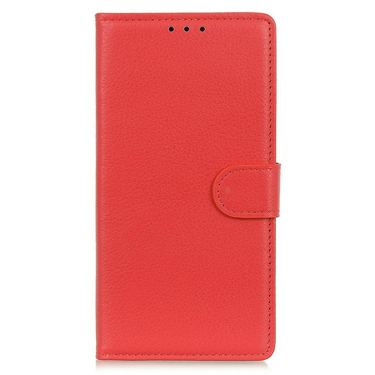 For iPhone 17 Wallet Case PU Leather Phone Cover Litchi Texture - Red
