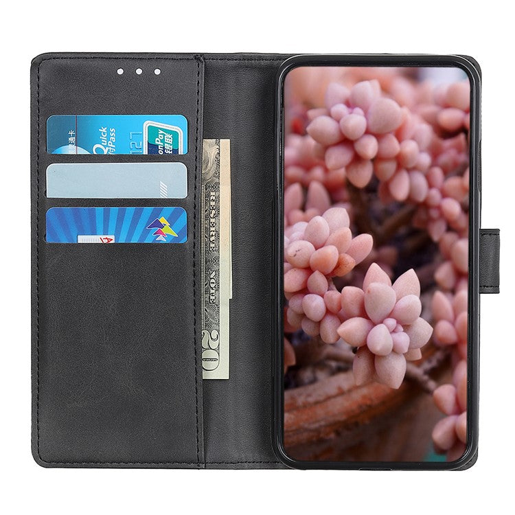 For iPhone 17 Case Cowhide Texture Leather Wallet Stand Phone Cover - Black