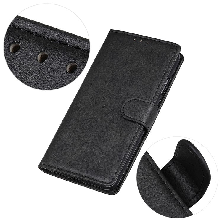 For iPhone 17 Case Cowhide Texture Leather Wallet Stand Phone Cover - Black