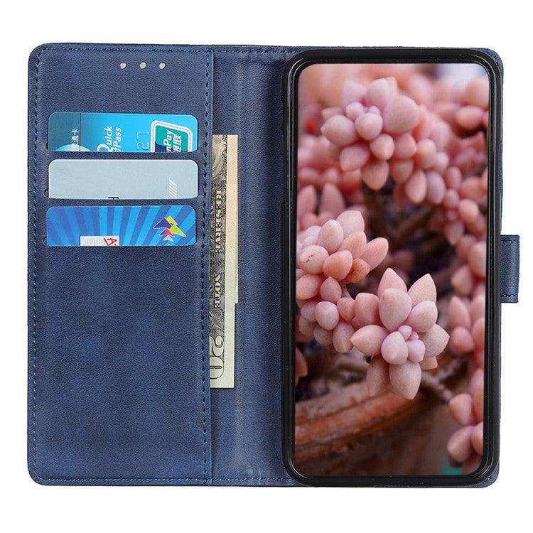 For iPhone 17 Case Cowhide Texture Leather Wallet Stand Phone Cover - Blue