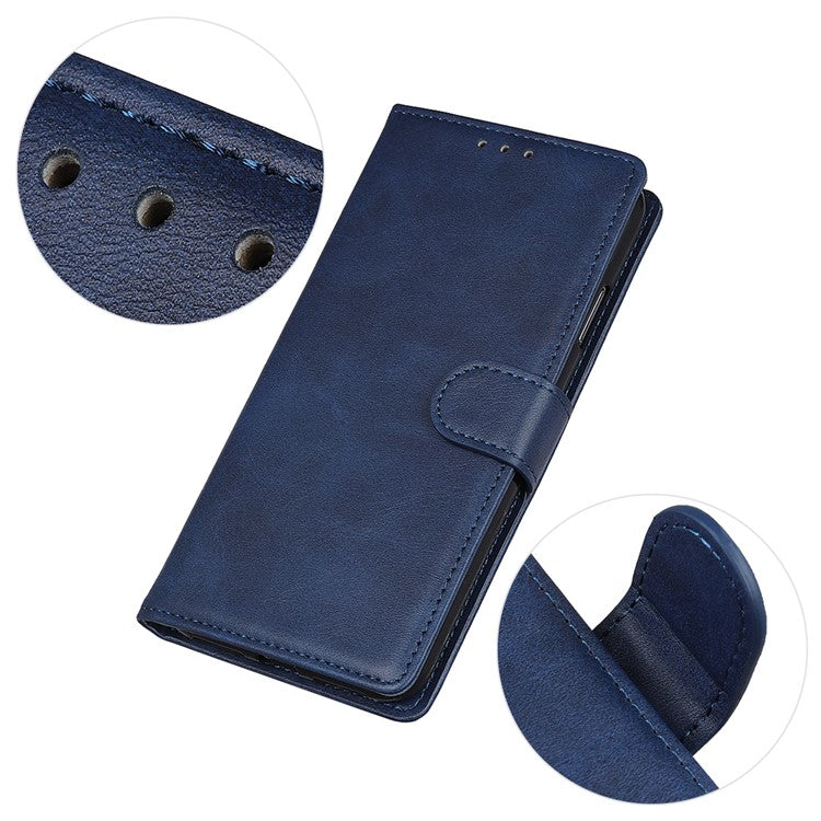 For iPhone 17 Case Cowhide Texture Leather Wallet Stand Phone Cover - Blue