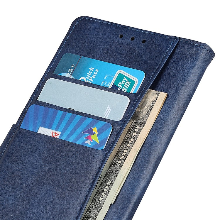 For iPhone 17 Case Cowhide Texture Leather Wallet Stand Phone Cover - Blue