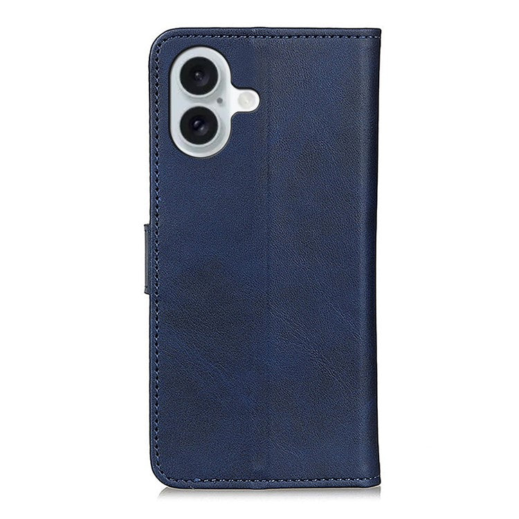 For iPhone 17 Case Cowhide Texture Leather Wallet Stand Phone Cover - Blue