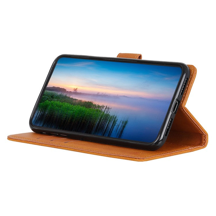 For iPhone 17 Case Cowhide Texture Leather Wallet Stand Phone Cover - Brown