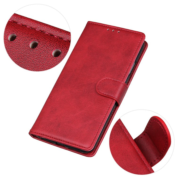 For iPhone 17 Case Cowhide Texture Leather Wallet Stand Phone Cover - Red