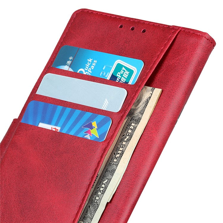 For iPhone 17 Case Cowhide Texture Leather Wallet Stand Phone Cover - Red