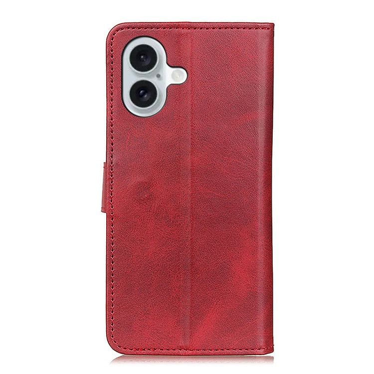 For iPhone 17 Case Cowhide Texture Leather Wallet Stand Phone Cover - Red