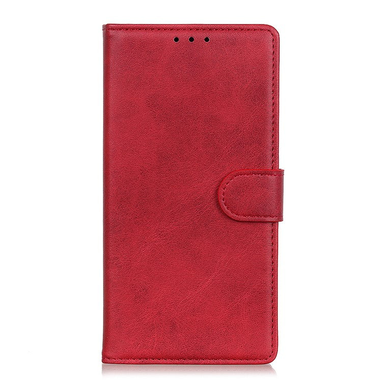 For iPhone 17 Case Cowhide Texture Leather Wallet Stand Phone Cover - Red