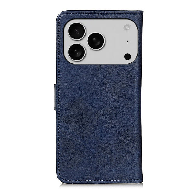 For iPhone 17 Pro Case Cowhide Texture Leather Wallet Stand Phone Cover - Blue