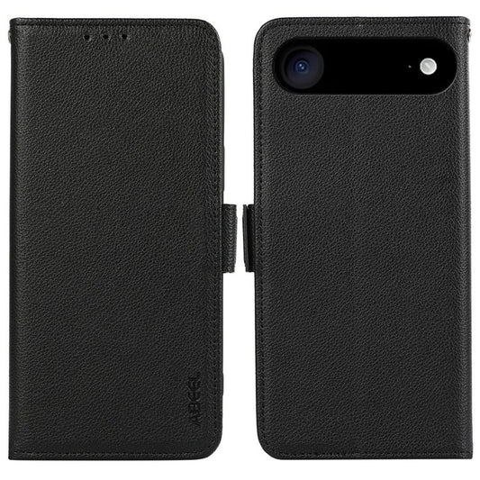 ABEEL For iPhone 17 Air Case Litchi Texture Leather RFID Blocking Phone Cover - Black