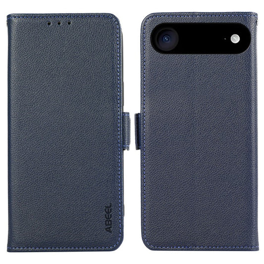ABEEL For iPhone 17 Air Case Litchi Texture Leather RFID Blocking Phone Cover - Blue