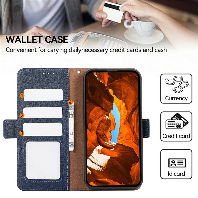 ABEEL For iPhone 17 Air Case Litchi Texture Leather RFID Blocking Phone Cover - Blue
