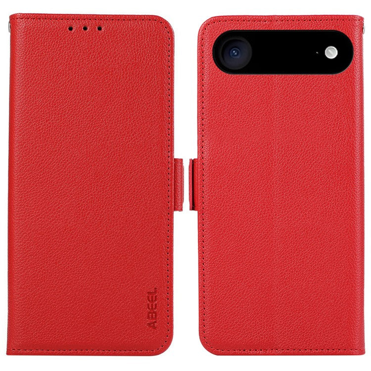 ABEEL For iPhone 17 Air Case Litchi Texture Leather RFID Blocking Phone Cover - Red