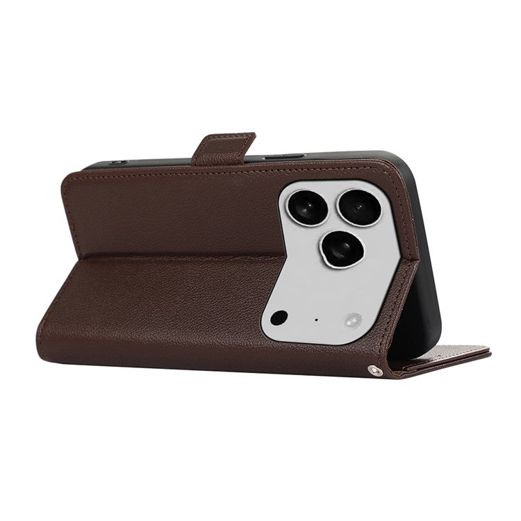 ABEEL For iPhone 17 Pro Case Litchi Texture Leather RFID Blocking Phone Cover - Brown
