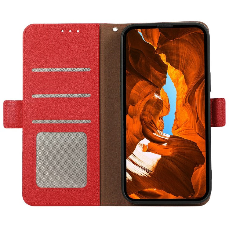 ABEEL For iPhone 17 Pro Case Litchi Texture Leather RFID Blocking Phone Cover - Red