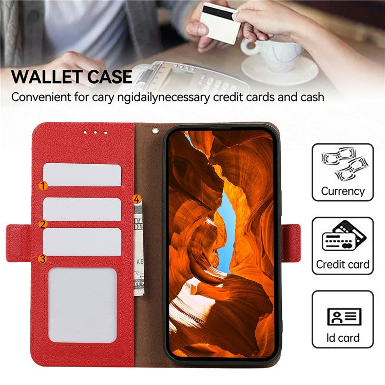 ABEEL For iPhone 17 Pro Case Litchi Texture Leather RFID Blocking Phone Cover - Red
