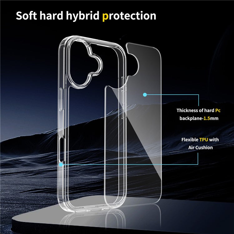 For iPhone 17 Clear Case TPU + Acrylic Shockproof Phone Back Cover