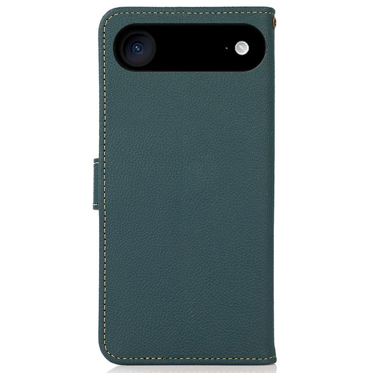 KHAZNEH for iPhone 17 Air Case Genuine Cow Leather RFID Blocking Wallet Phone Cover - Green