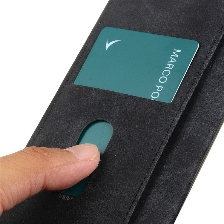 KHAZNEH For iPhone 17 Case PU Leather Retro Texture Phone Cover - Black