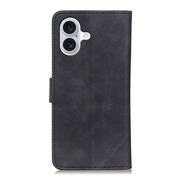 KHAZNEH For iPhone 17 Case PU Leather Retro Texture Phone Cover - Black