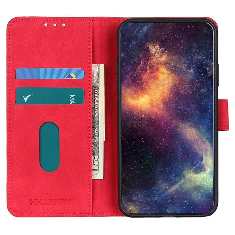 KHAZNEH For iPhone 17 Case PU Leather Retro Texture Phone Cover - Red