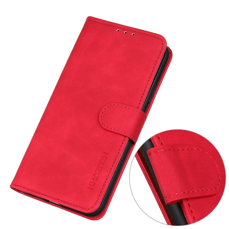 KHAZNEH For iPhone 17 Case PU Leather Retro Texture Phone Cover - Red