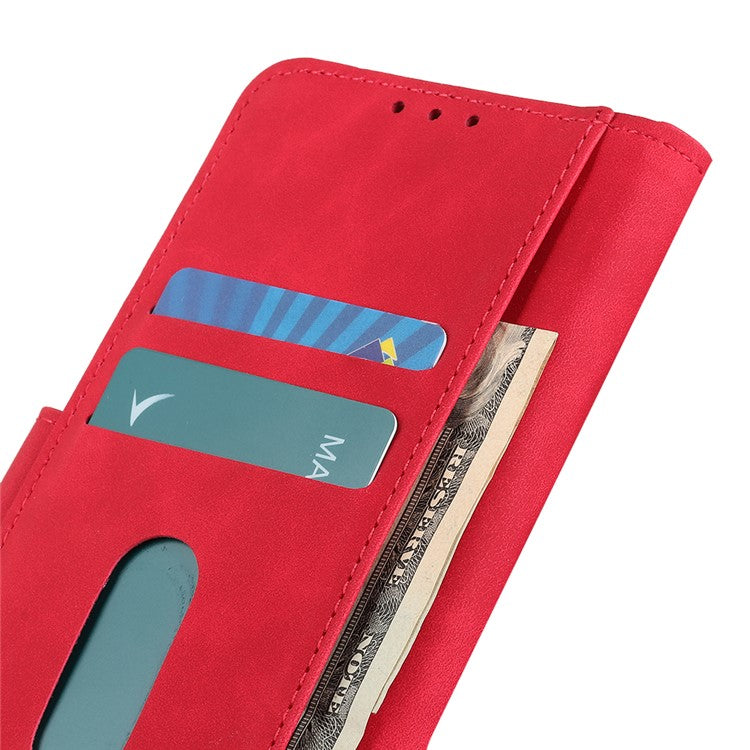 KHAZNEH For iPhone 17 Case PU Leather Retro Texture Phone Cover - Red