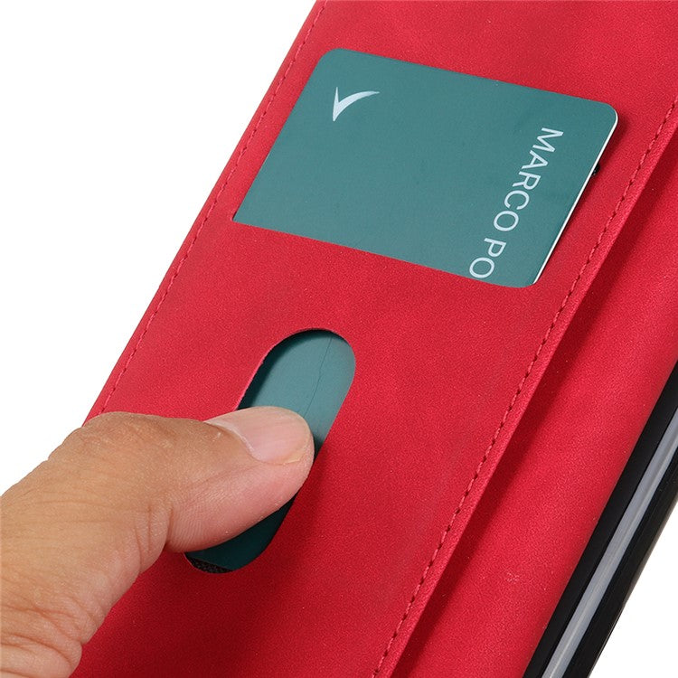 KHAZNEH For iPhone 17 Case PU Leather Retro Texture Phone Cover - Red