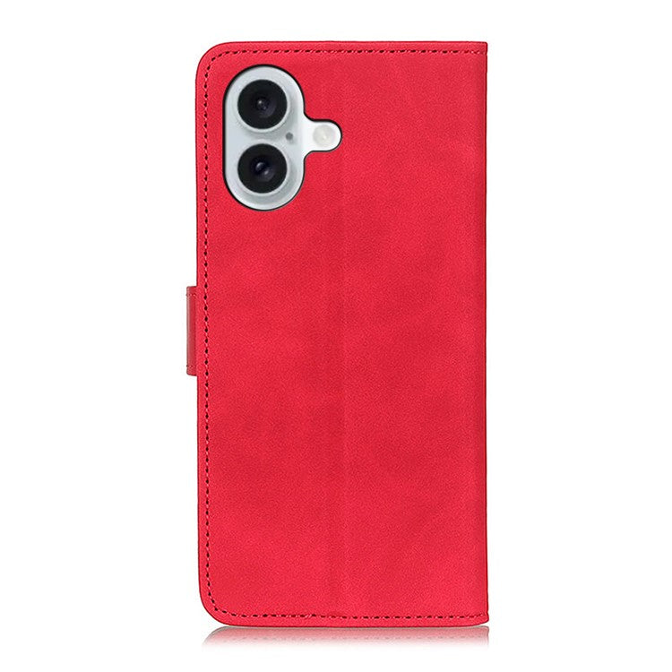 KHAZNEH For iPhone 17 Case PU Leather Retro Texture Phone Cover - Red