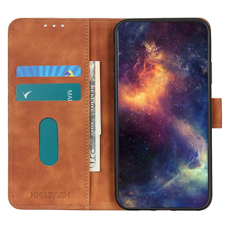 KHAZNEH For iPhone 17 Case PU Leather Retro Texture Phone Cover - Brown