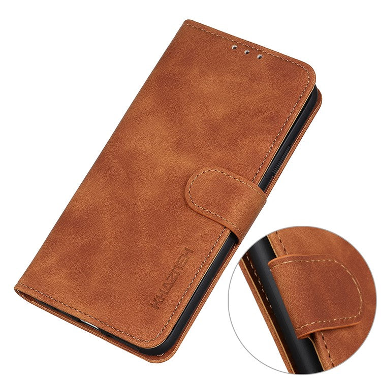 KHAZNEH For iPhone 17 Case PU Leather Retro Texture Phone Cover - Brown