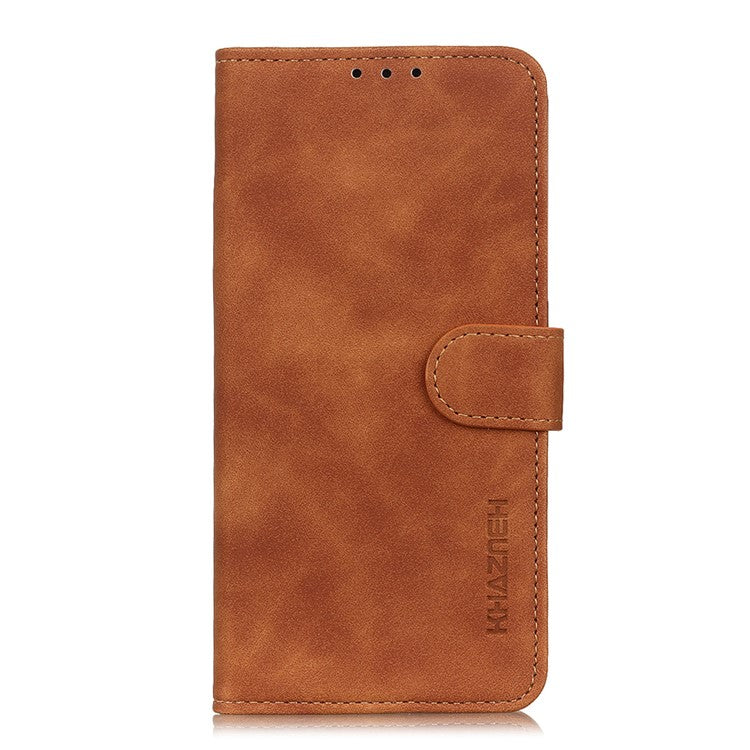 KHAZNEH For iPhone 17 Case PU Leather Retro Texture Phone Cover - Brown