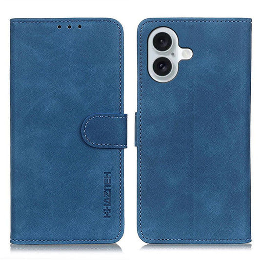 KHAZNEH For iPhone 17 Case PU Leather Retro Texture Phone Cover - Blue