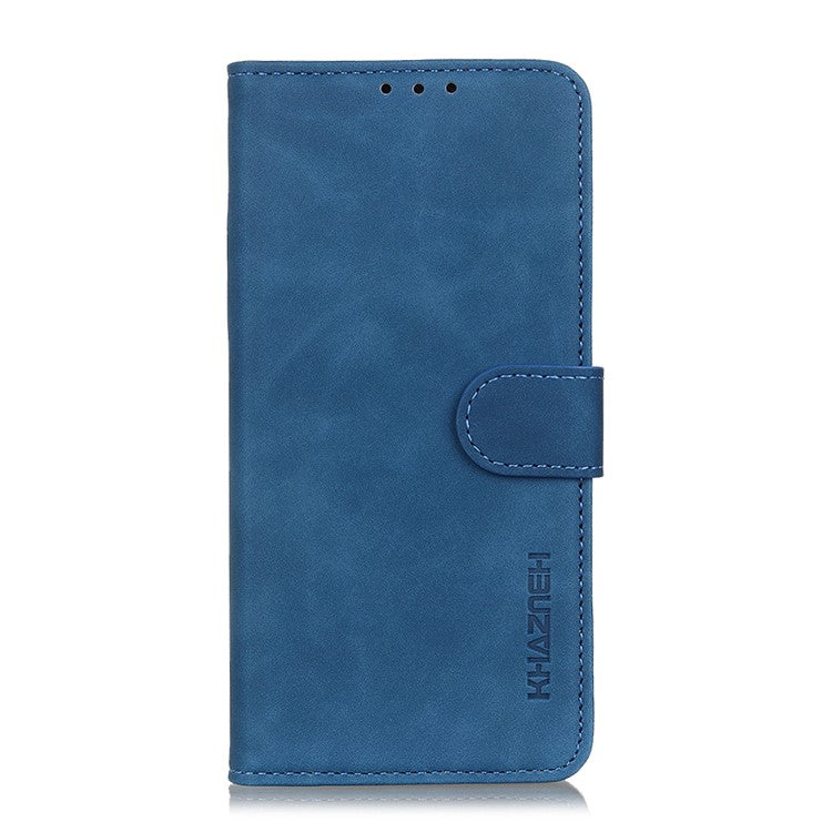 KHAZNEH For iPhone 17 Case PU Leather Retro Texture Phone Cover - Blue