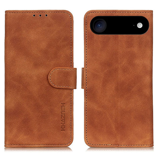 KHAZNEH For iPhone 17 Air Case PU Leather Retro Texture Phone Cover - Brown