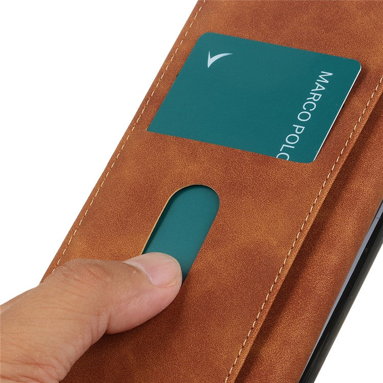 KHAZNEH For iPhone 17 Air Case PU Leather Retro Texture Phone Cover - Brown