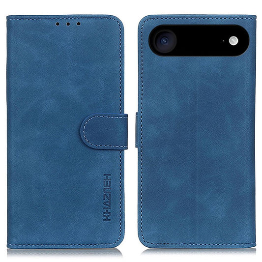 KHAZNEH For iPhone 17 Air Case PU Leather Retro Texture Phone Cover - Blue