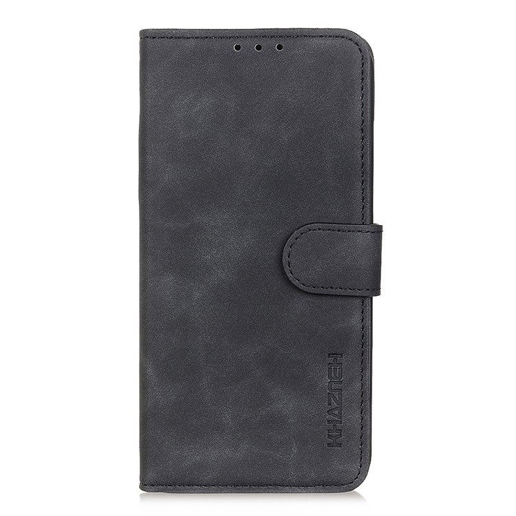 KHAZNEH For iPhone 17 Pro Case PU Leather Retro Texture Phone Cover - Black