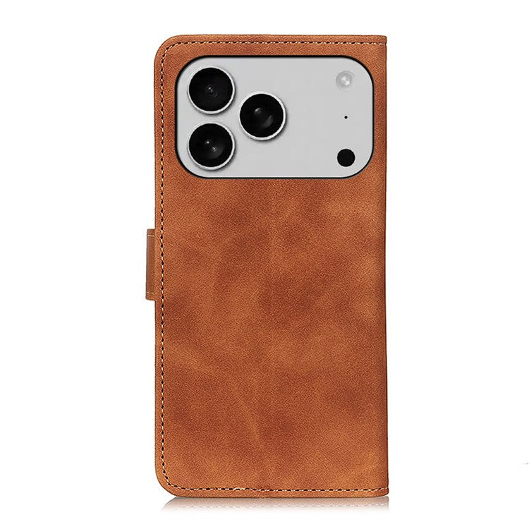 KHAZNEH For iPhone 17 Pro Case PU Leather Retro Texture Phone Cover - Brown