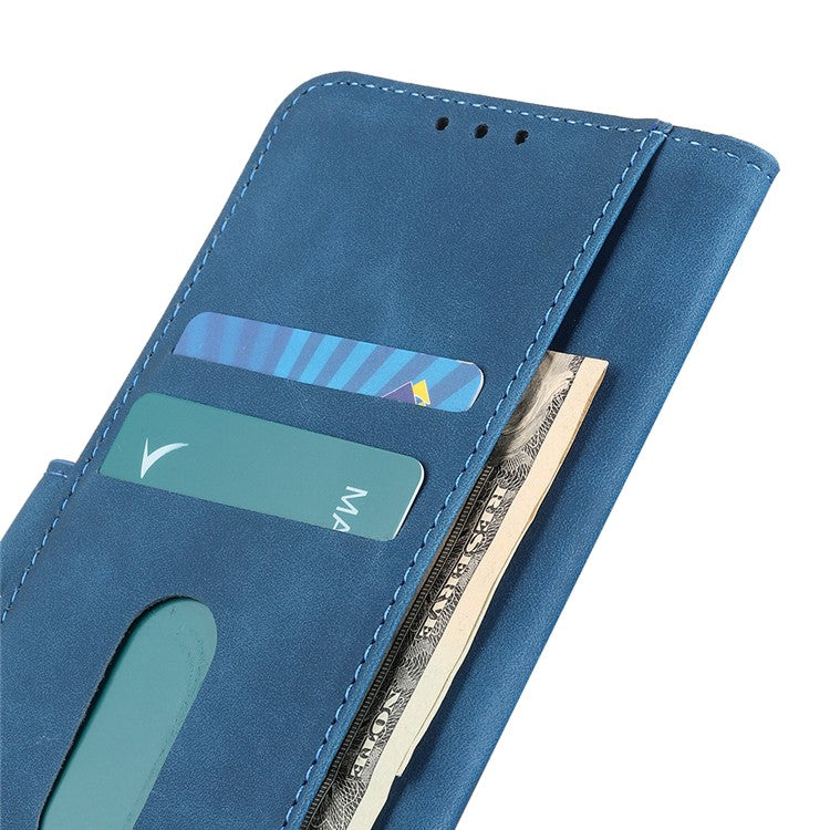 KHAZNEH For iPhone 17 Pro Case PU Leather Retro Texture Phone Cover - Blue